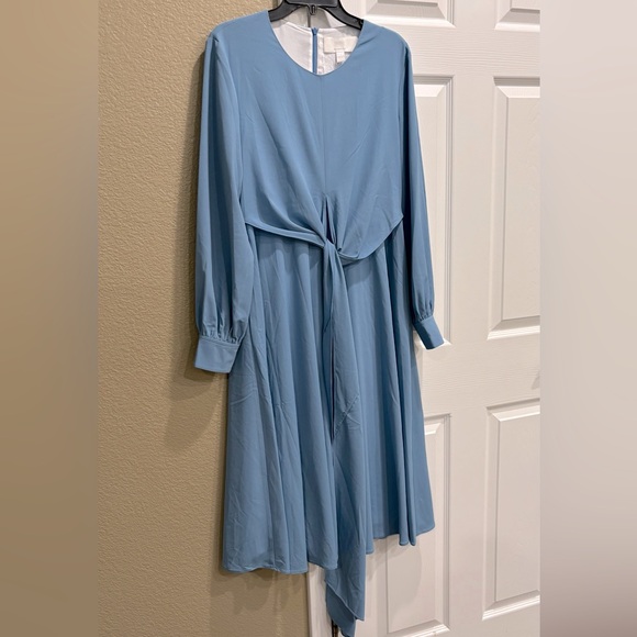 Hugo Boss Blue Tie Front Ruched Sundress - Picture 6 of 10